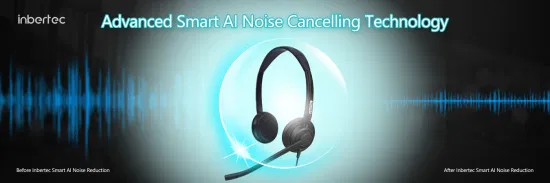 Fones de ouvido com cancelamento de ruído de banda larga Ub815D para call center